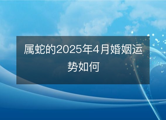 属蛇的2025年4月婚姻运势如何