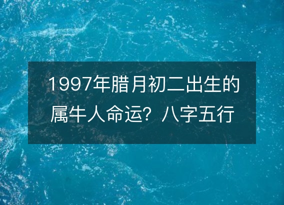 1997年腊月初二出生的属牛人命运？八字五行缺什么！性格详解