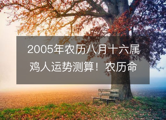 2005年农历八月十六属鸡人运势测算！农历命运，五行缺什么