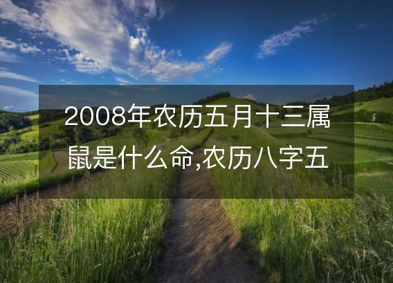 2008年农历五月十三属鼠是什么命,农历八字五行缺不缺,姻缘解析